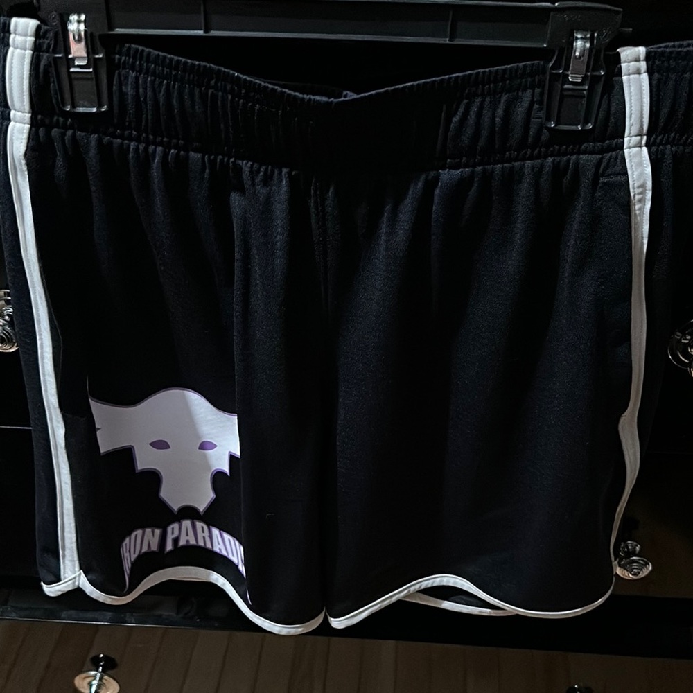 Project rock Black Athletic Shorts with White and Purple Accents
